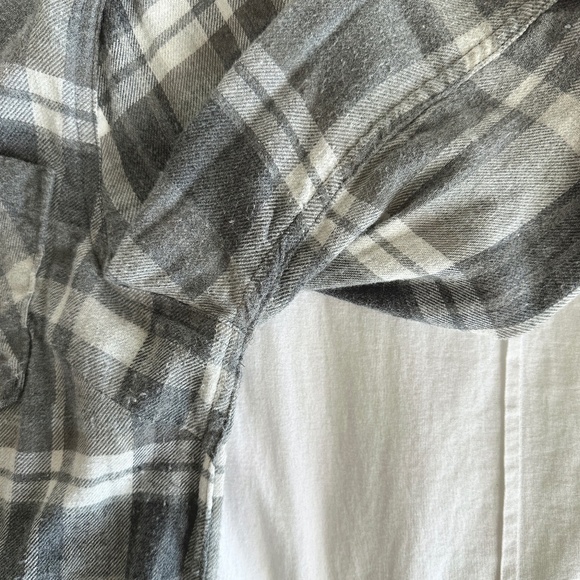 Merona Womens Plaid Half Button Down Black & White Flannel L - Picture 6 of 6